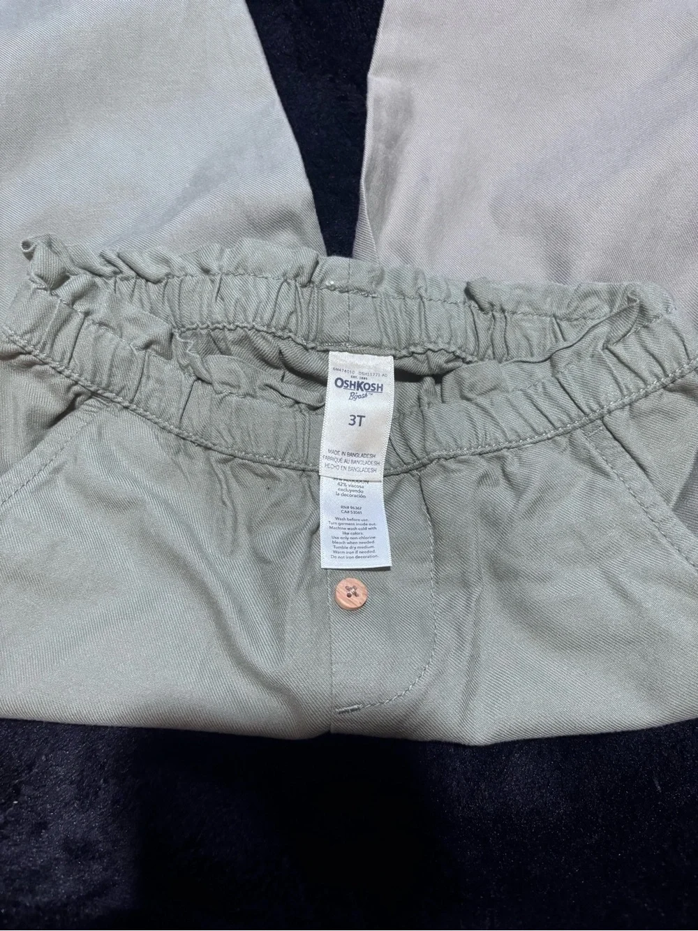 OshKosh B'gosh Sage Green Elastic-Waist Pants with Floral Accent